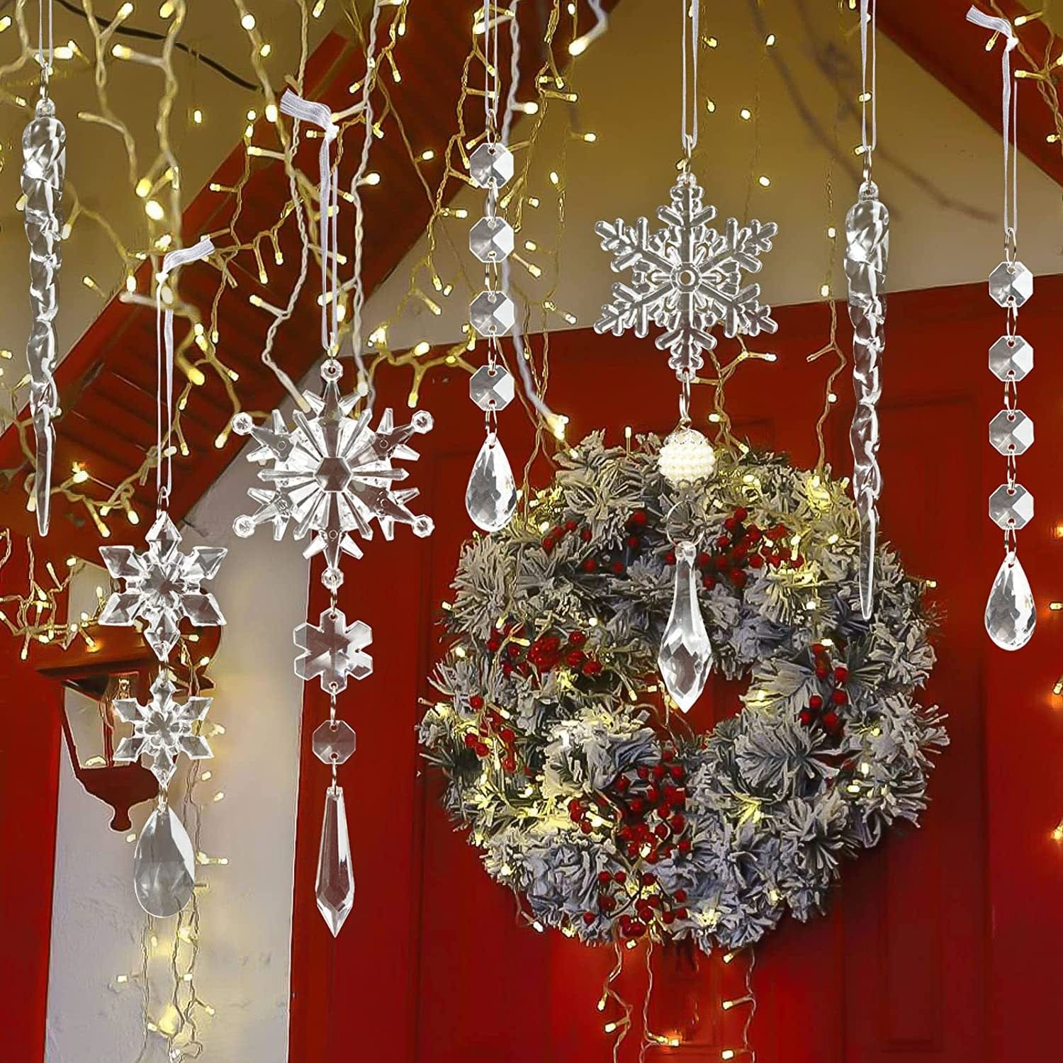 10-Piece Acrylic Icicle Holiday Christmas Tree Ornaments - Image 3