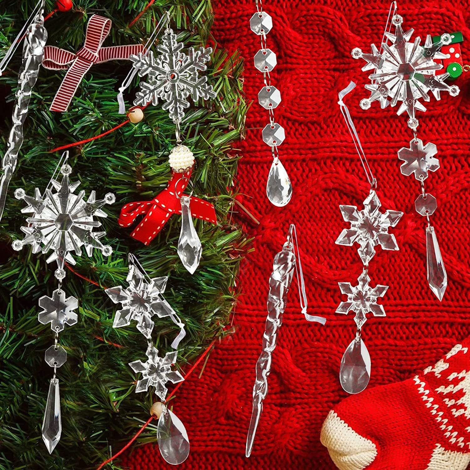 10-Piece Acrylic Icicle Holiday Christmas Tree Ornaments - Image 4