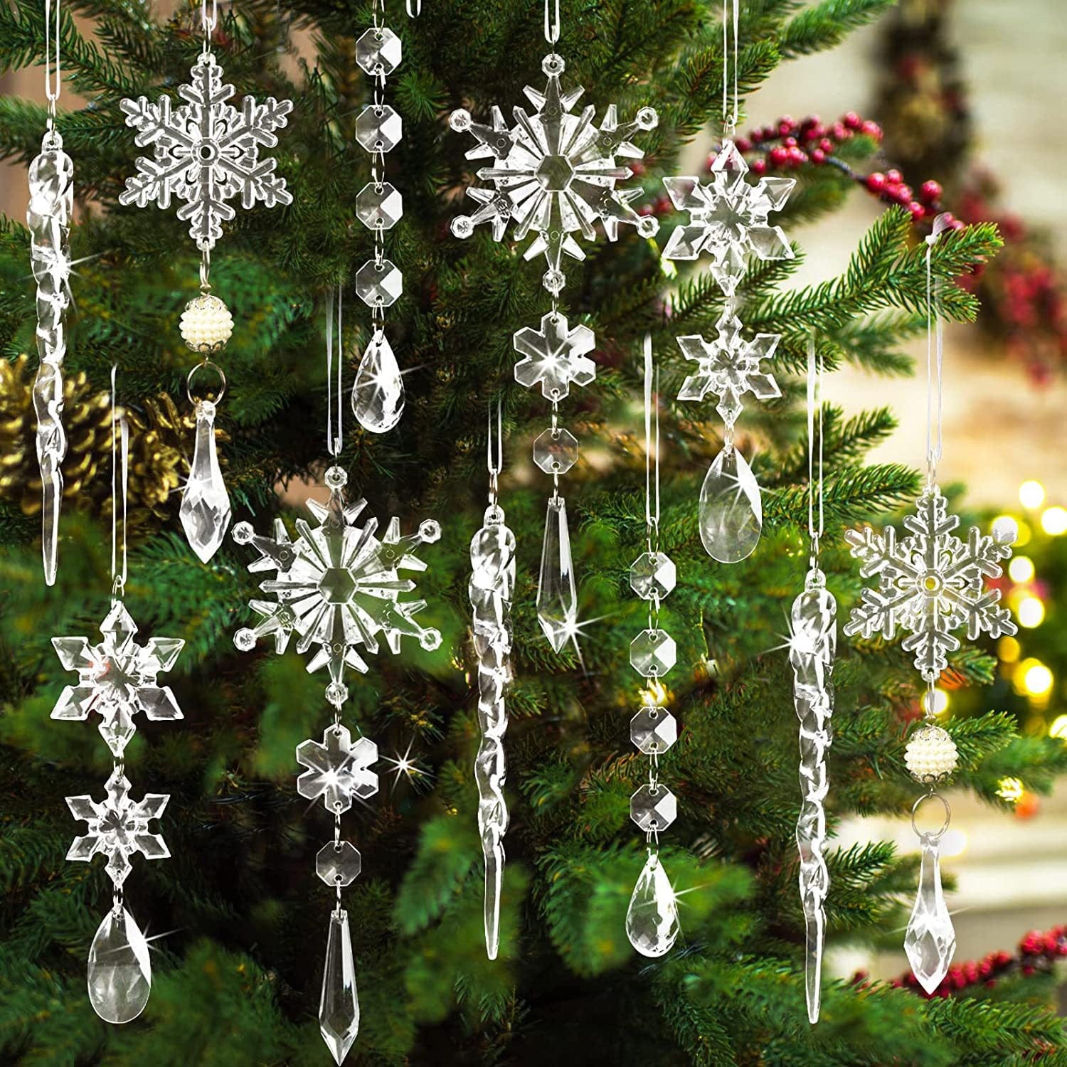 10-Piece Acrylic Icicle Holiday Christmas Tree Ornaments - Image 7