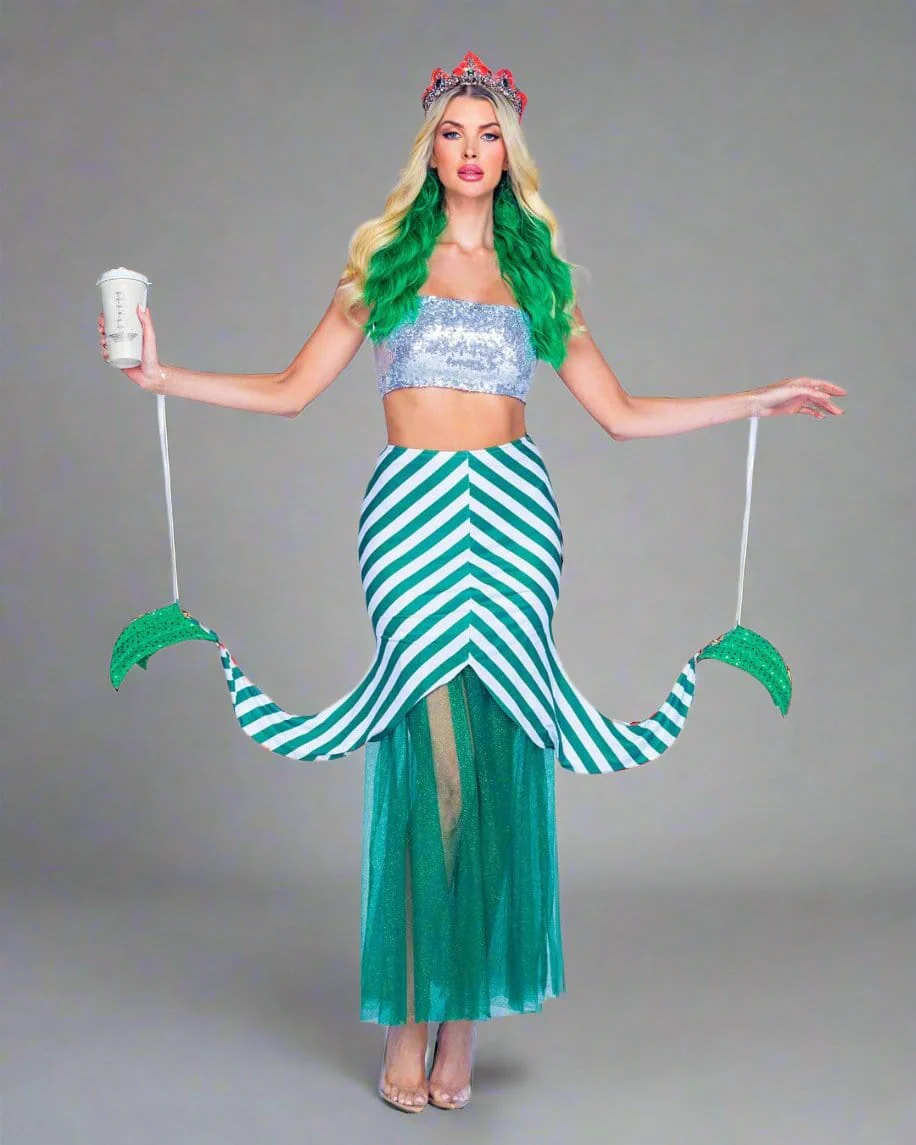 2 Pc. Green & Silver Starstruck's Mermaid Halloween Cosplay Costume