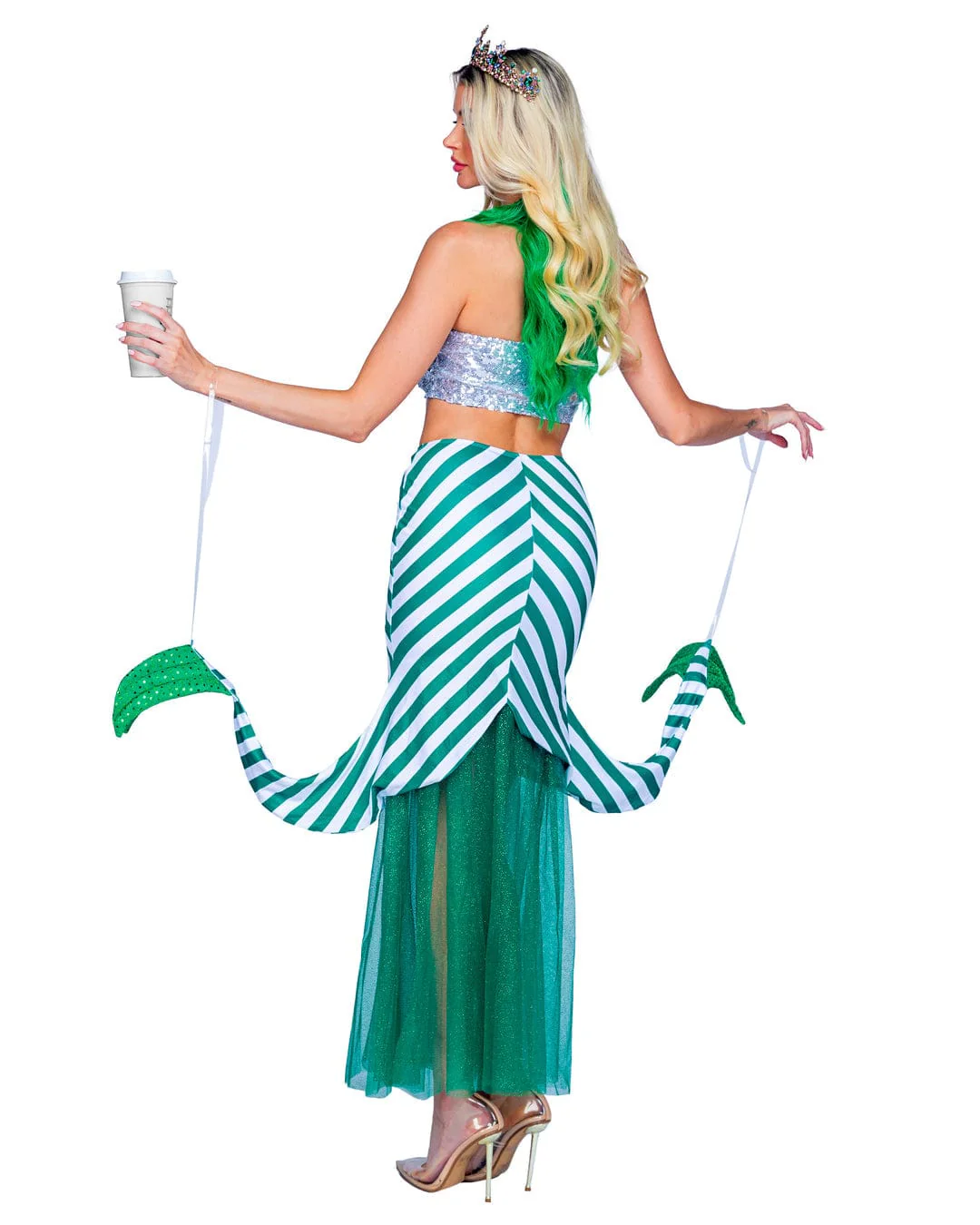 2 Pc. Green & Silver Starstruck's Mermaid Halloween Cosplay Costume - Image 2