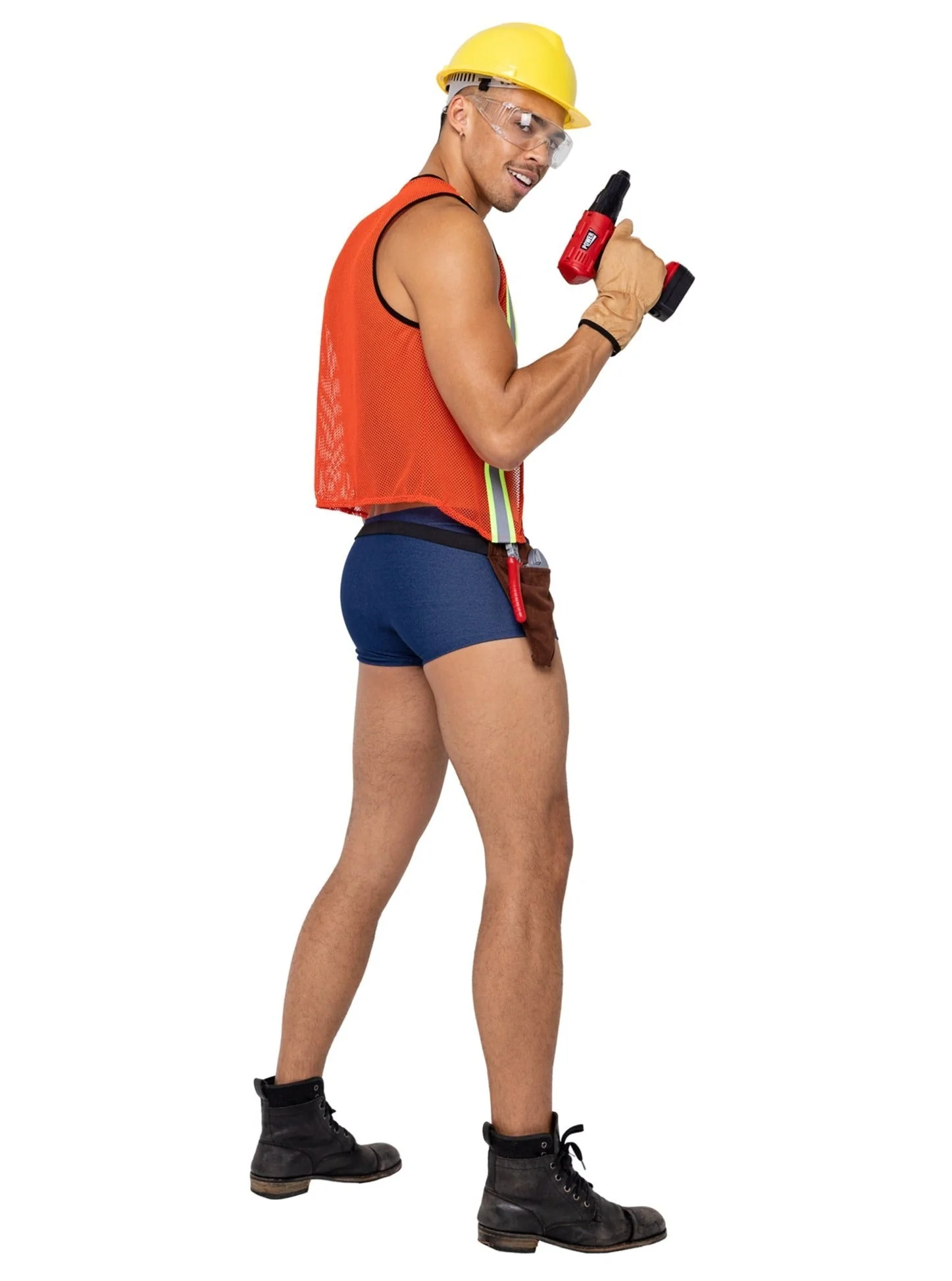 5 Pc Men's Construction Hard-Worker Halloween Cosplay Costume - Image 2