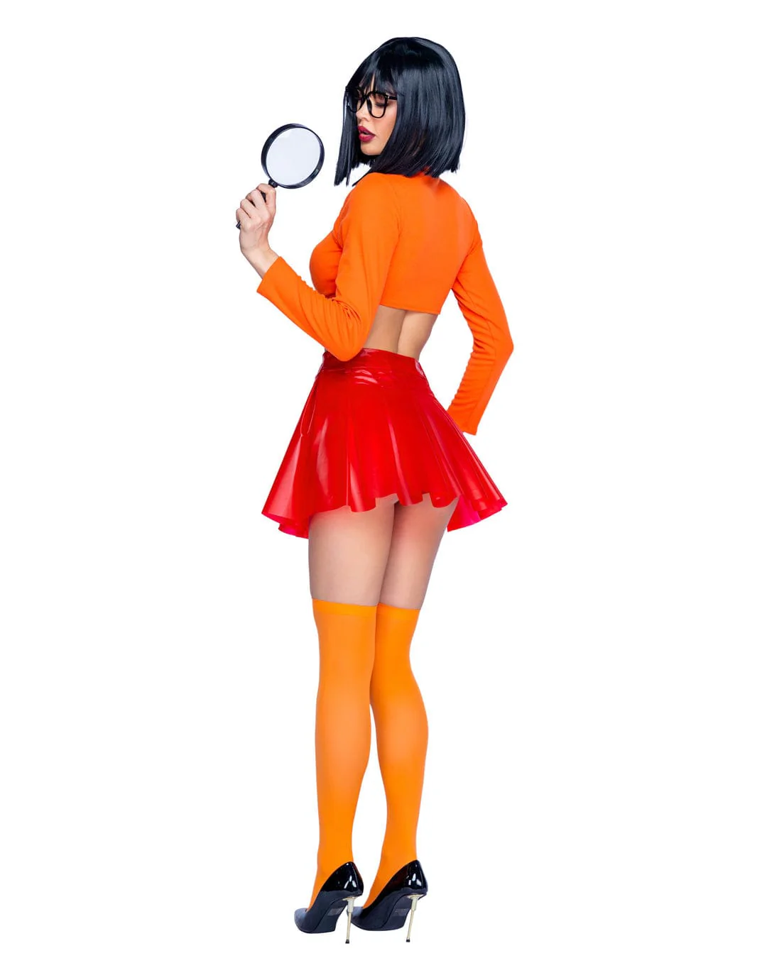 3 Pc Orange & Red Mystery Solving Babe Halloween Cosplay Costume - Image 2
