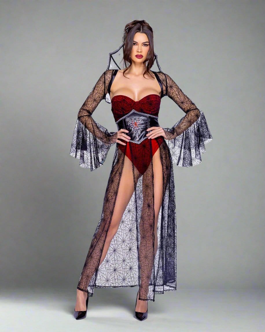 4 Pc. Burgundy Velvet "Black Widow" Marvel Comic Halloween Cosplay Costume