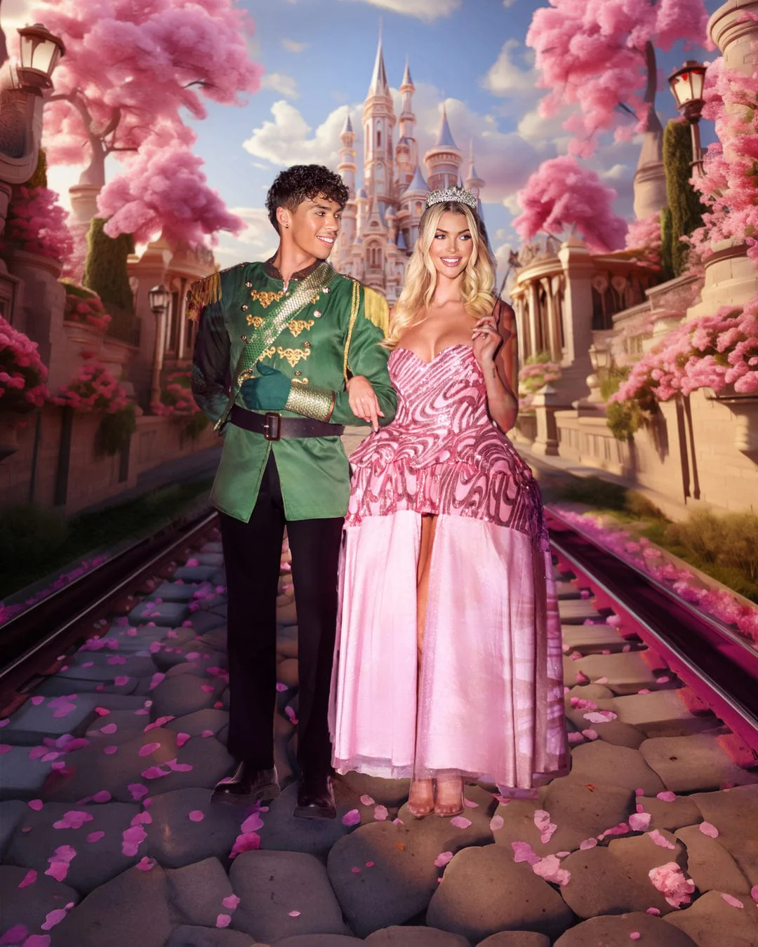 4 Pc Pink Popular Princess Witch Halloween Cosplay Costume - Image 3