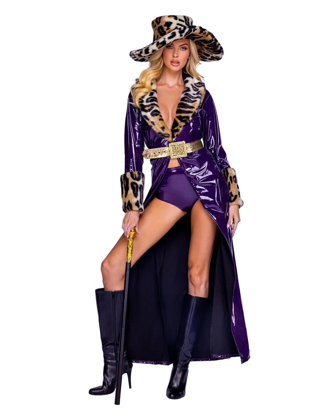 4 Pc Purple Queen Pimp Halloween Cosplay Costume