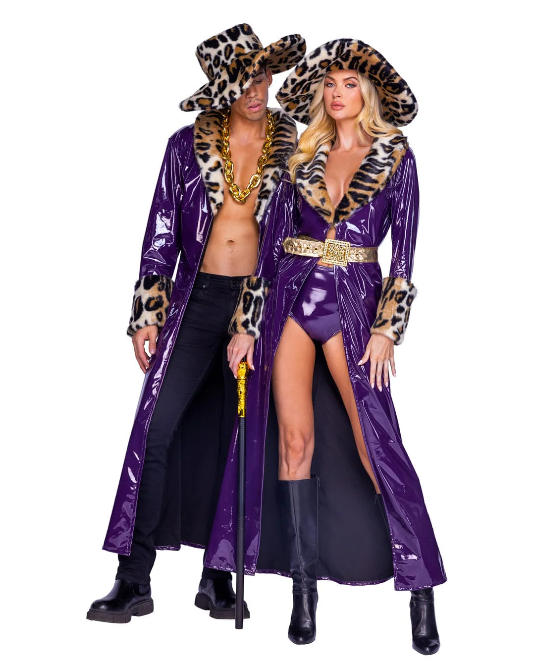 4 Pc Purple Queen Pimp Halloween Cosplay Costume - Image 2
