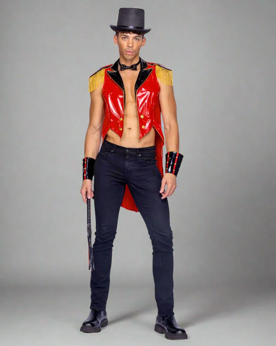 5 Pc Men's Dark Circus Master Halloween Cosplay Costume - Image 3