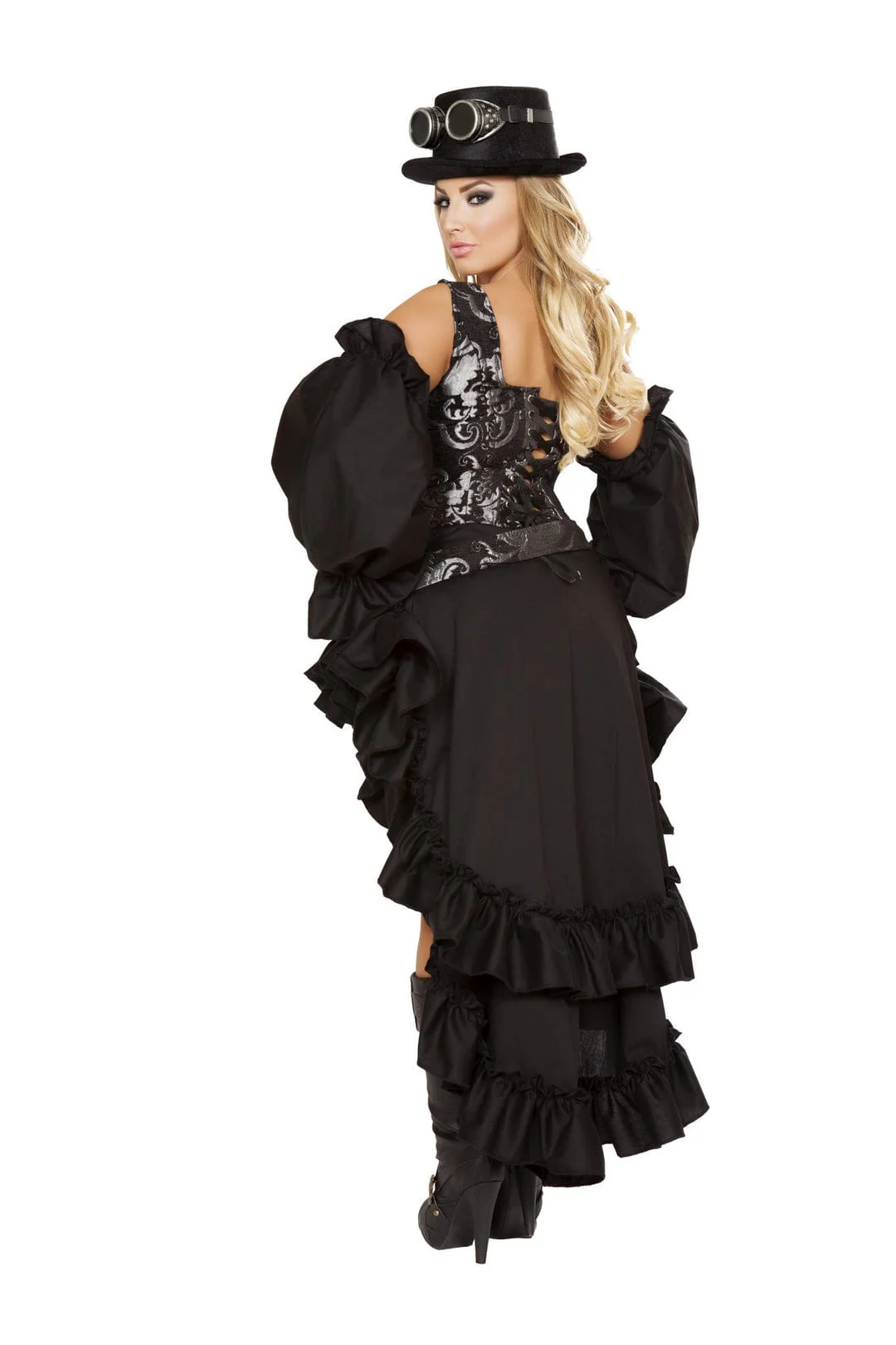 6 Pc Black & Silver Steampunk Maiden Halloween Cosplay Costume - Image 4