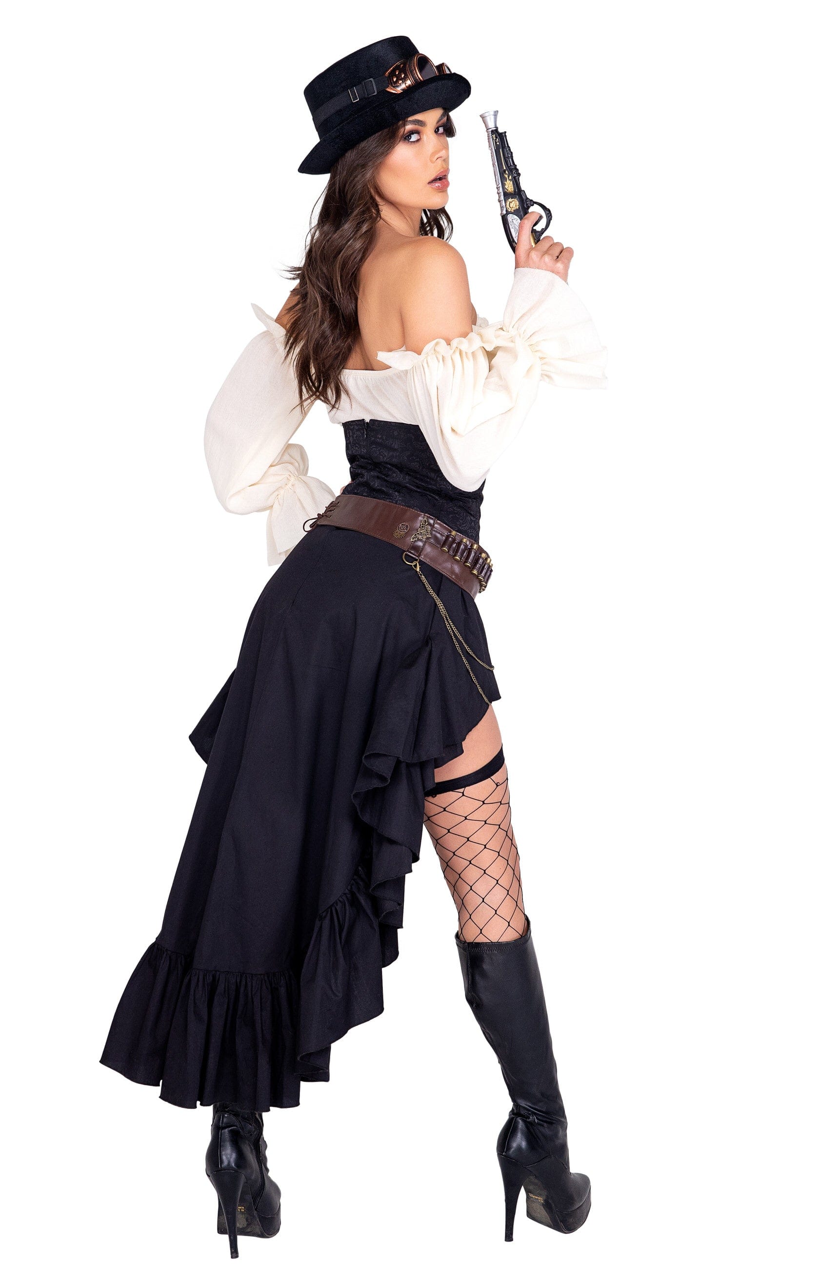 6 pc. Steampunk Suductress Halloween Cosplay Costume - Image 2