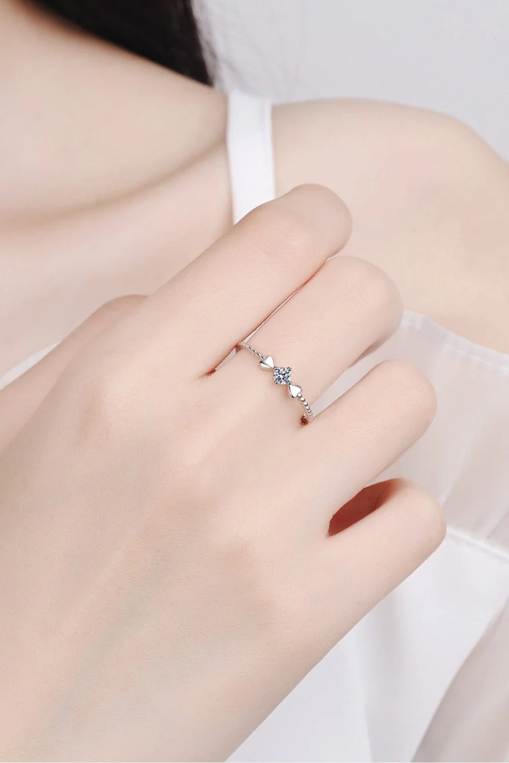 Adored Moissanite Heart 925 Sterling Silver Ring - Image 4