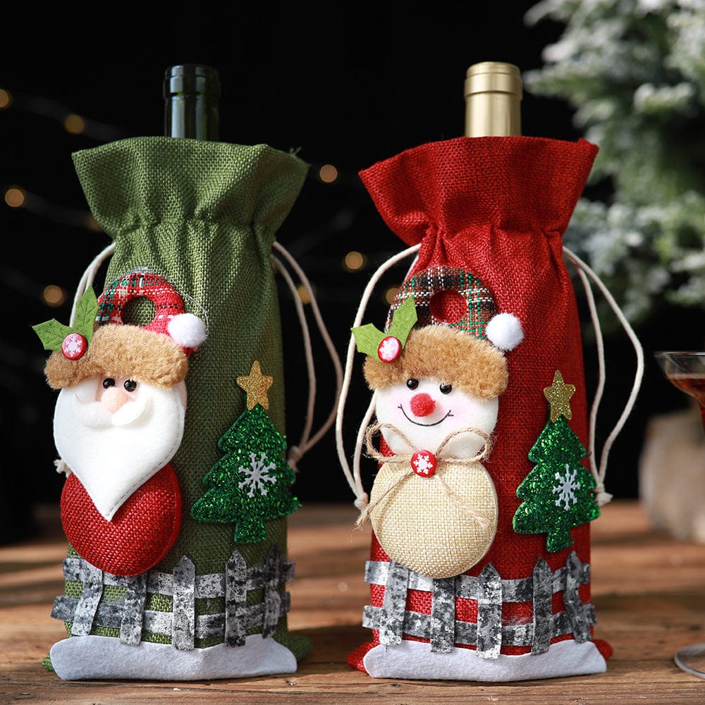 Assorted 2-Piece Christmas Doll Wine Bottle Covers - Image 2