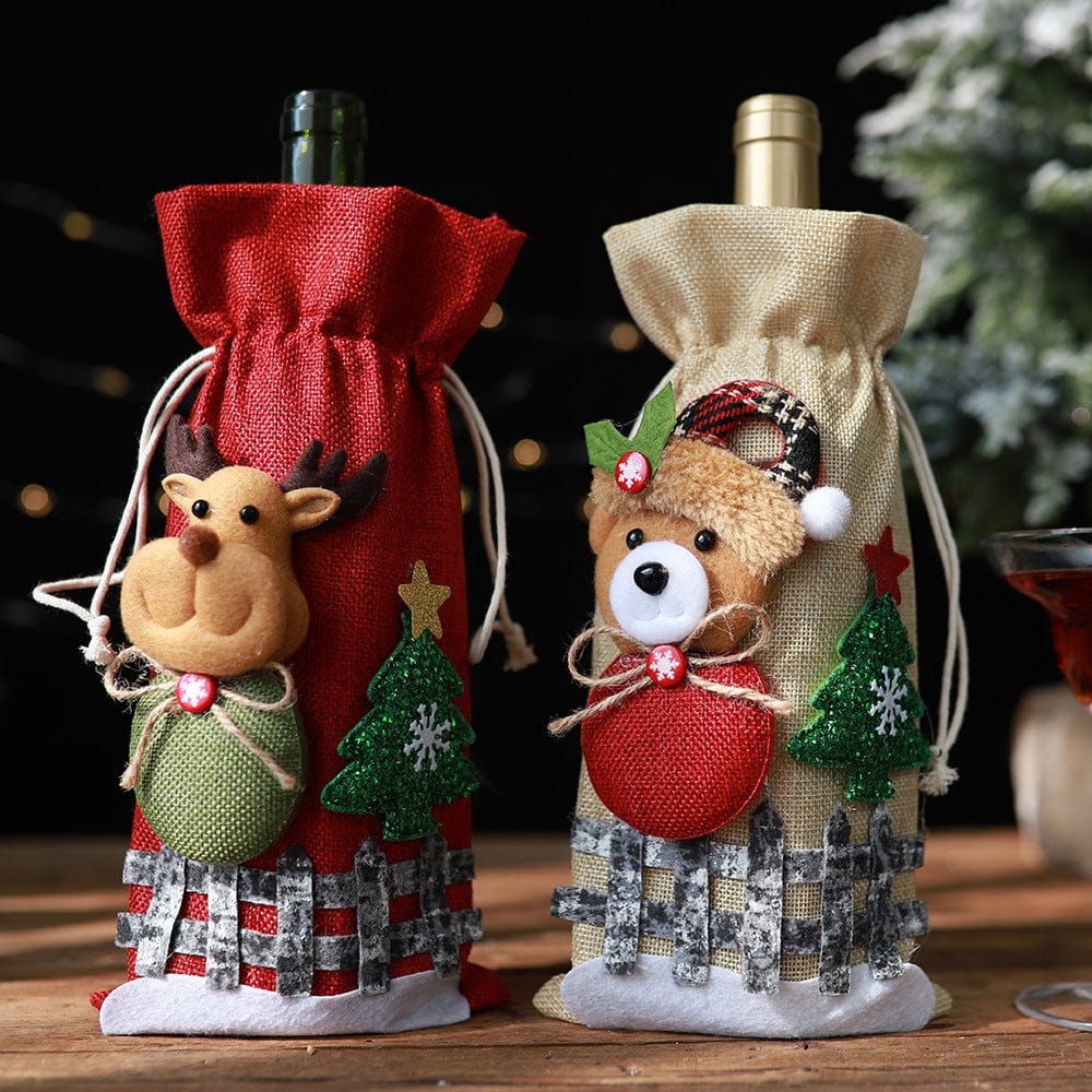 Assorted 2-Piece Christmas Doll Wine Bottle Covers - Image 3