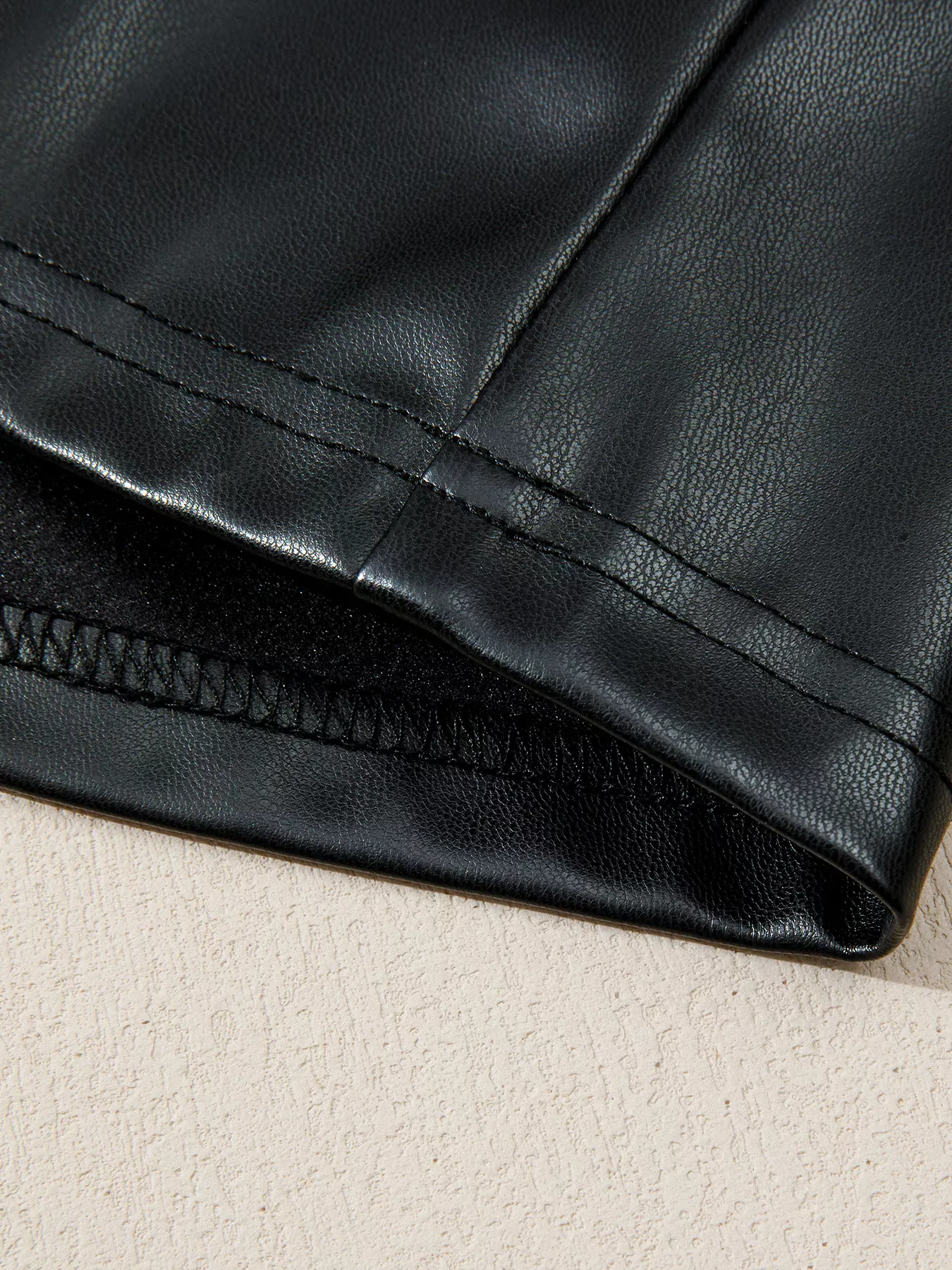 Black Faux Leather Ruffle Hem Sleeveless Mini Dress - Image 9