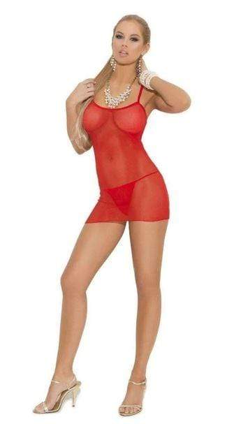Black Fishnet Mini Dress w/ Matching G-String (Red available) - Image 3