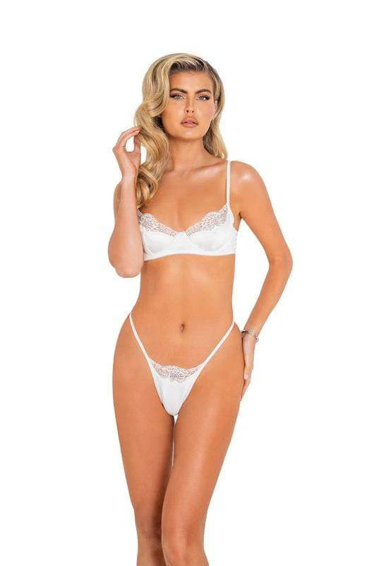 Black Lace & Satin Underwire Bra Set - Image 3
