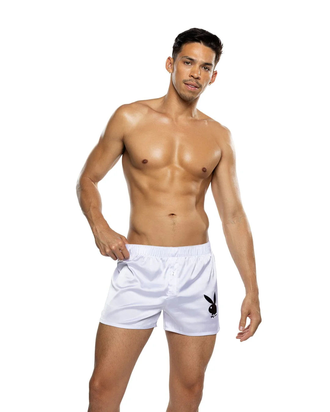 Black Men’s Playboy Bunny Stretch Satin Classic Boxer - Image 11