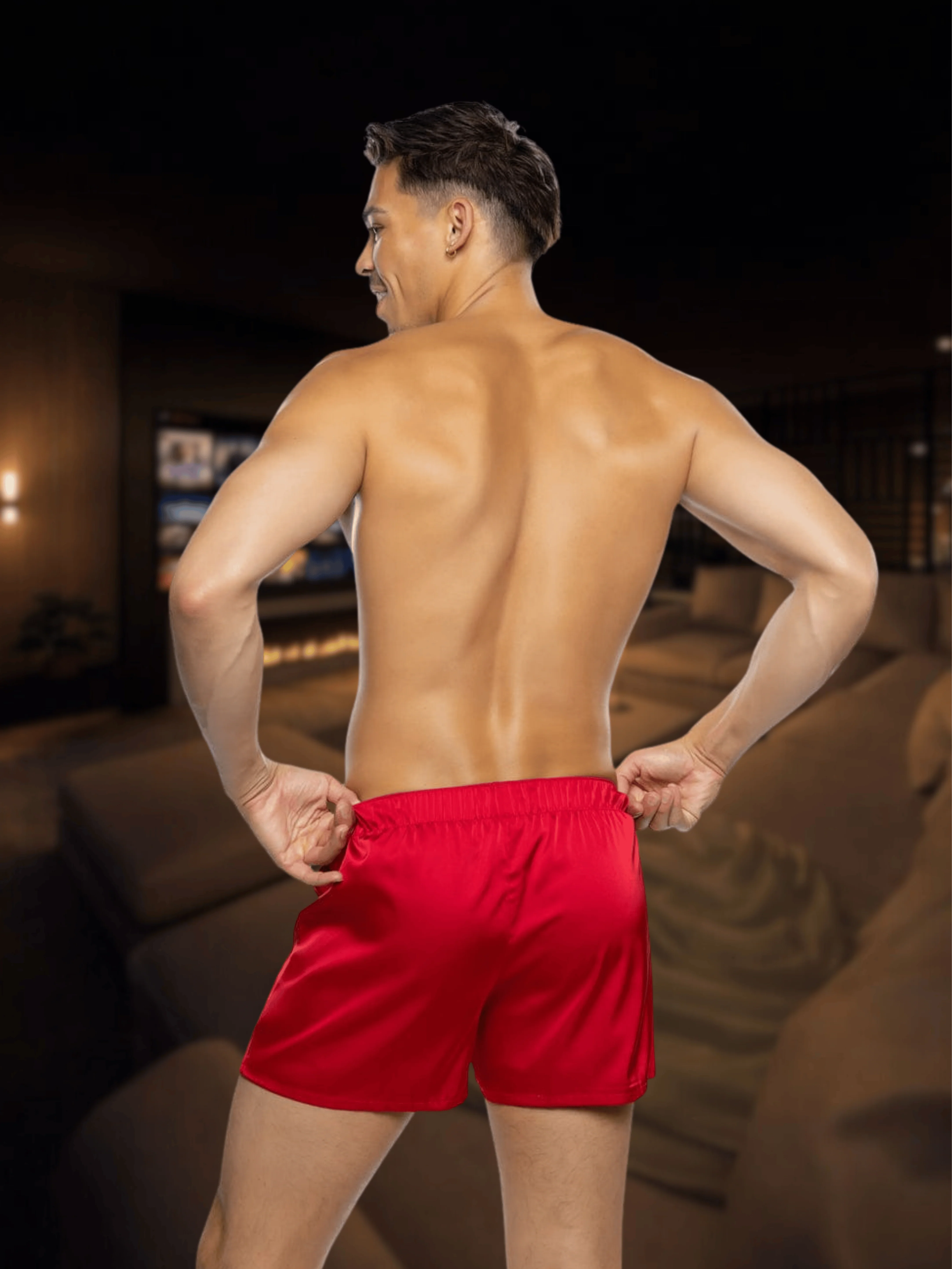 Black Men’s Playboy Bunny Stretch Satin Classic Boxer - Image 4