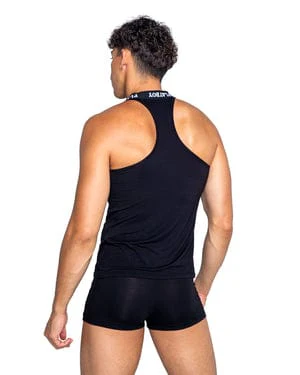Black Men’s Playboy Tuxedo Modal Racerback Tank Top - Image 2