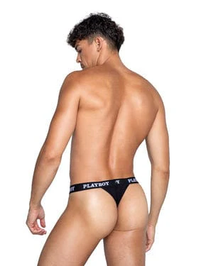 Black Men’s Playboy Ultra Soft Modal Gym Thong Underwear - Image 2