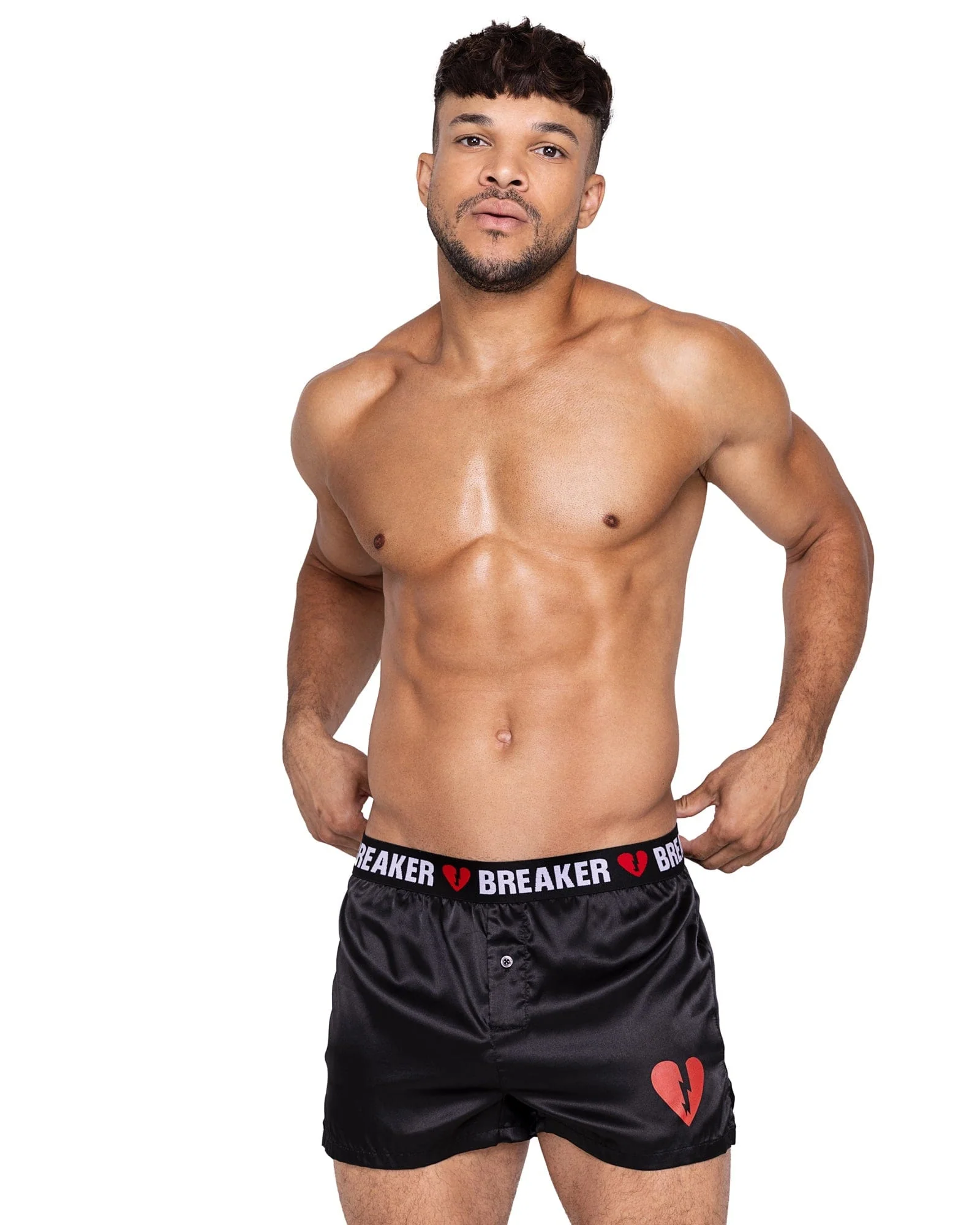 Black Men’s Satin Heartbreaker Boxer Underwear