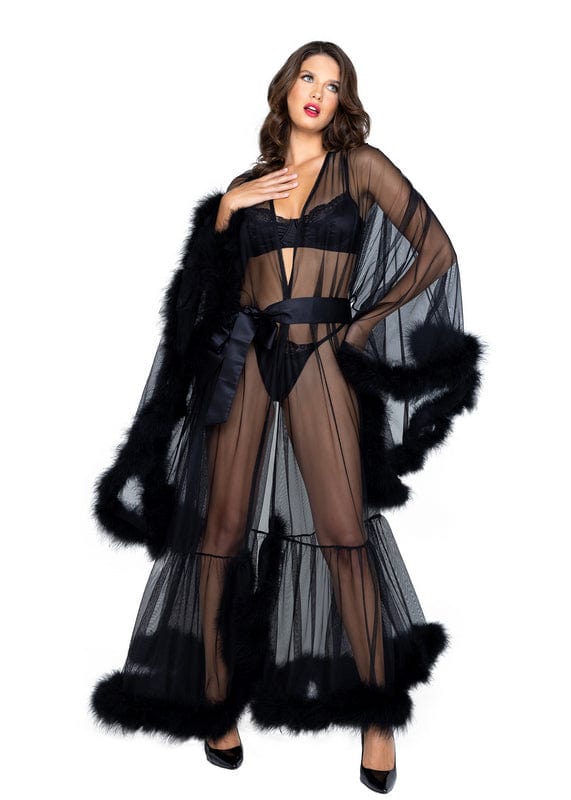 Black Mesh Hollywood Glam Luxury Robe Lingerie (Queen size available)