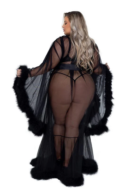 Black Mesh Hollywood Glam Luxury Robe Lingerie (Queen size available) - Image 6