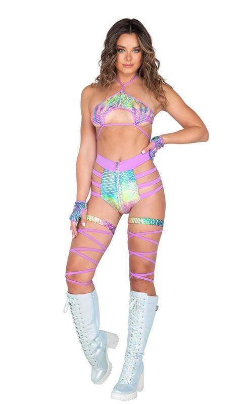 Black Iridescent Snake Print Underboob Cutout Tie Top (Many colors available) - Image 8