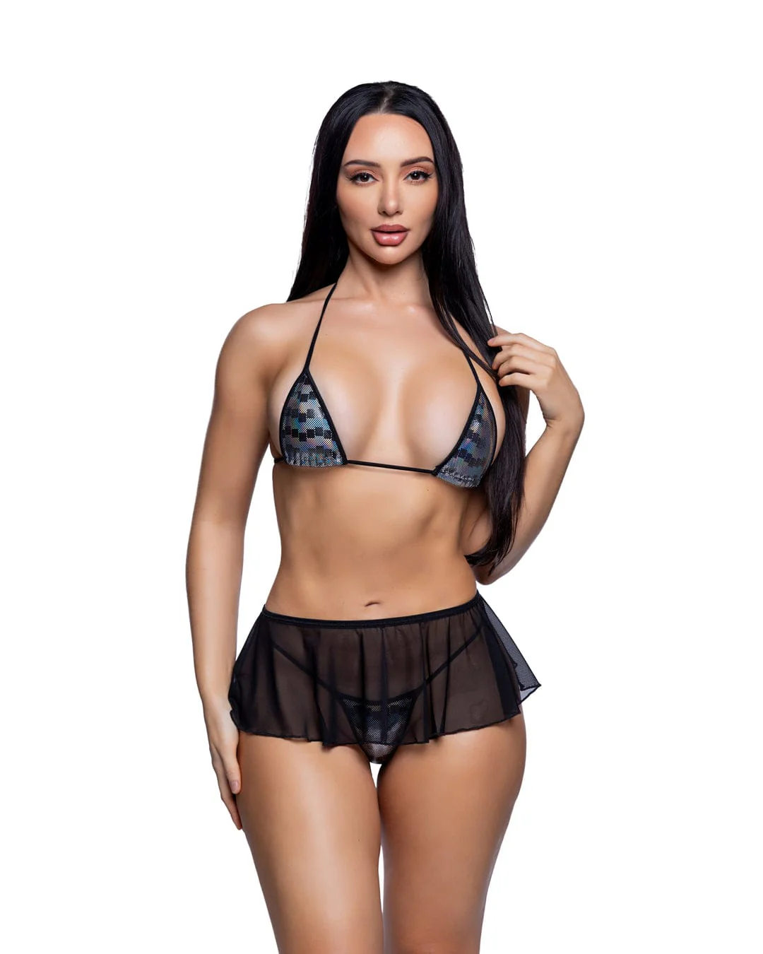 White Sheer Mesh Flare Micro Mini Skirt Dance Festival Ravewear - Image 7