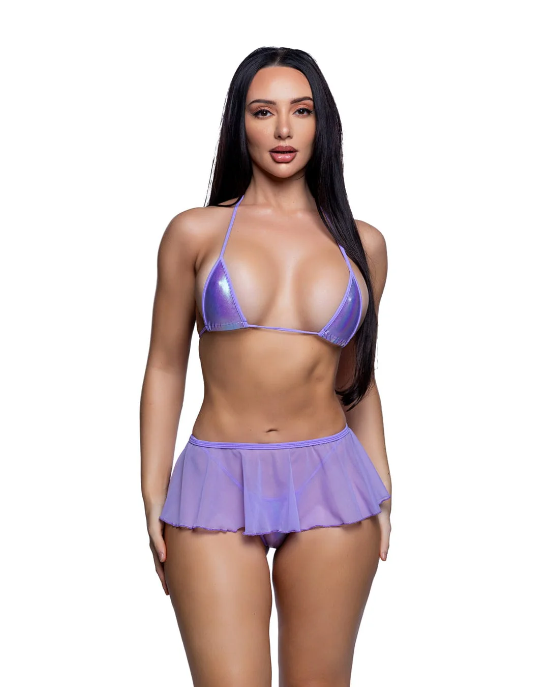 White Sheer Mesh Flare Micro Mini Skirt Dance Festival Ravewear - Image 4