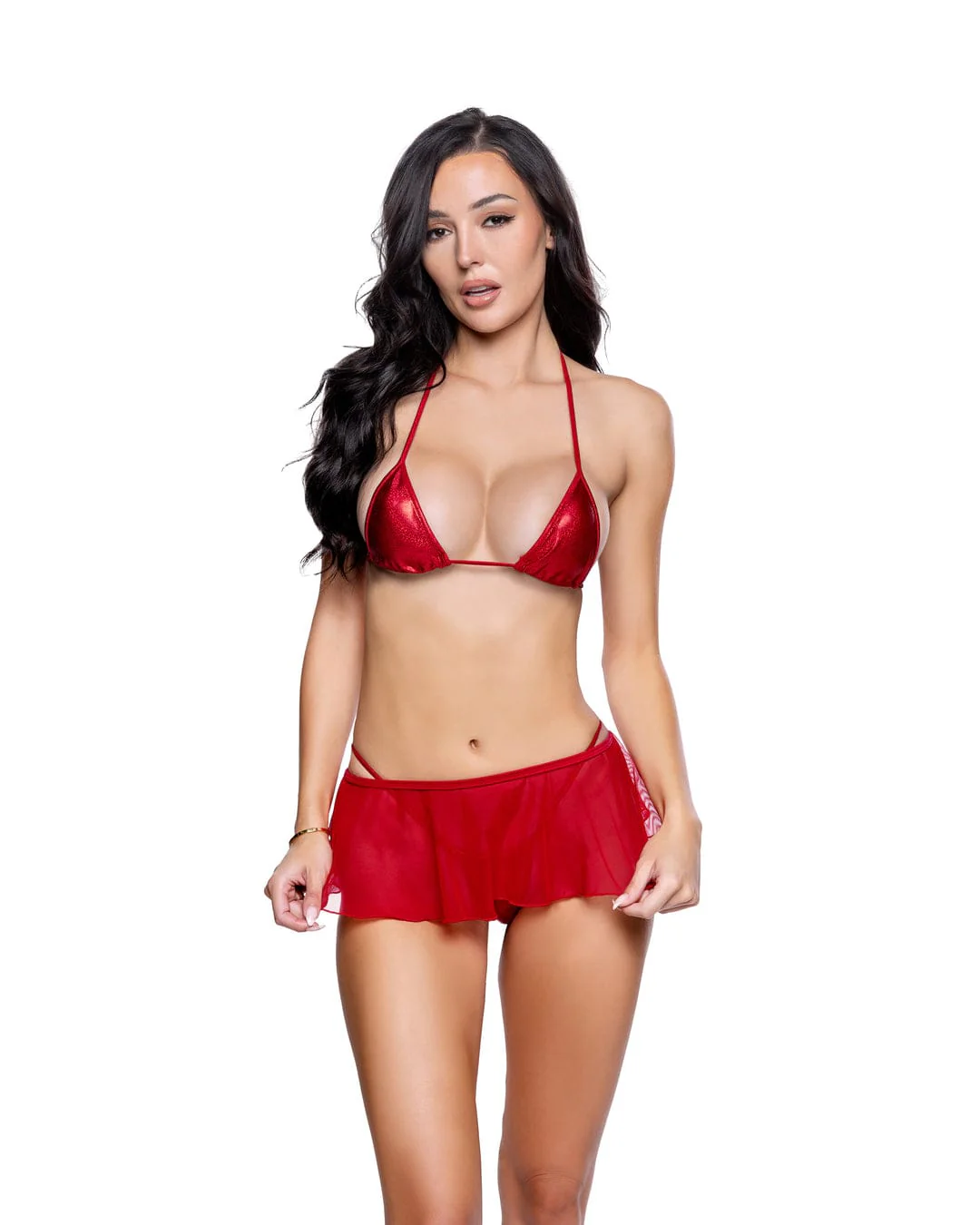 White Sheer Mesh Flare Micro Mini Skirt Dance Festival Ravewear - Image 2