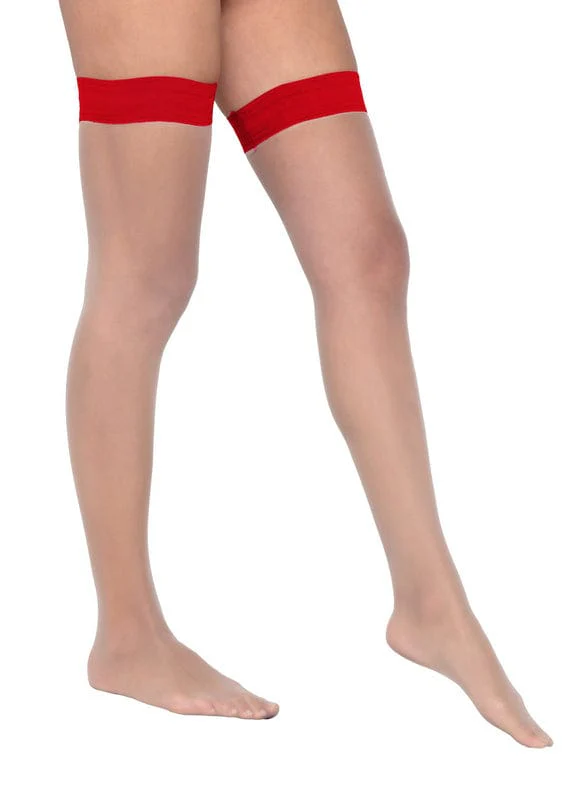 Black Sheer Stay Up Thigh High Sexy Stockings (Red and Pink are Available) - Image 3