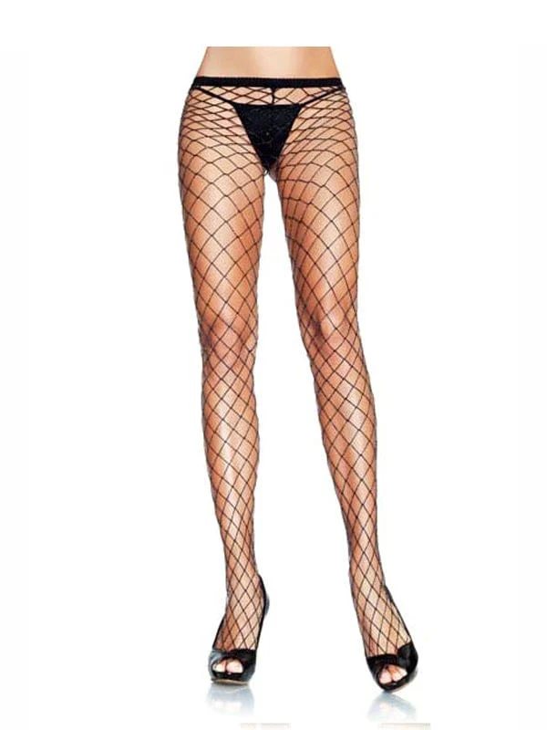 Black & Silver Sparkle Fishnet Pantyhose