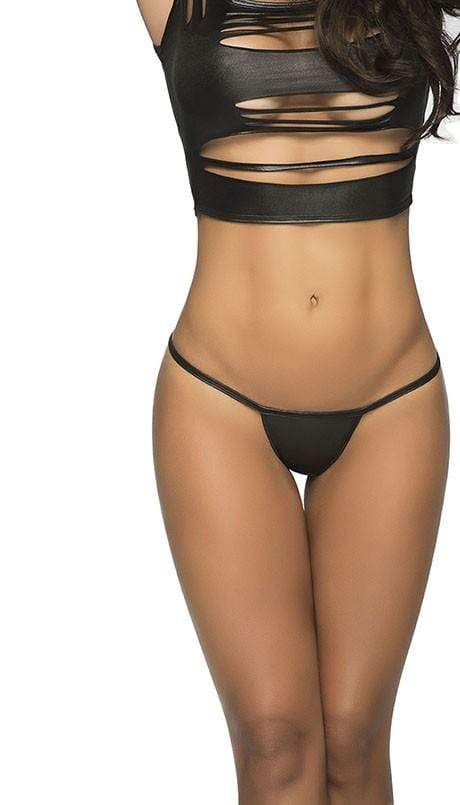 Sexy Wet Black Y-Back G-String Thong Panty - Image 2