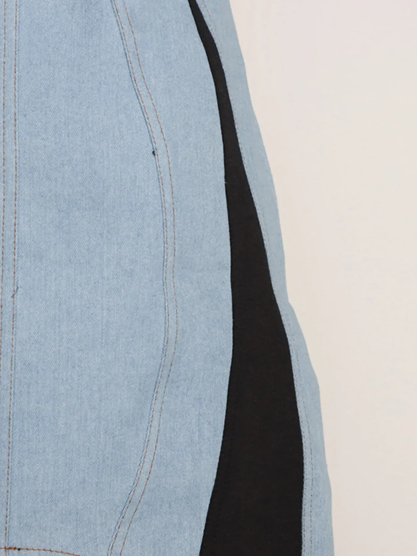 Fitted Blue Jean Contrast Adjustable Strap Denim Dress - Image 11