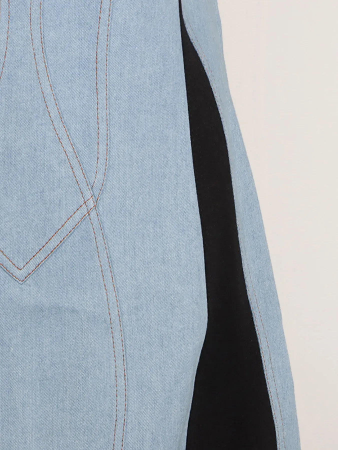 Fitted Blue Jean Contrast Adjustable Strap Denim Dress - Image 12