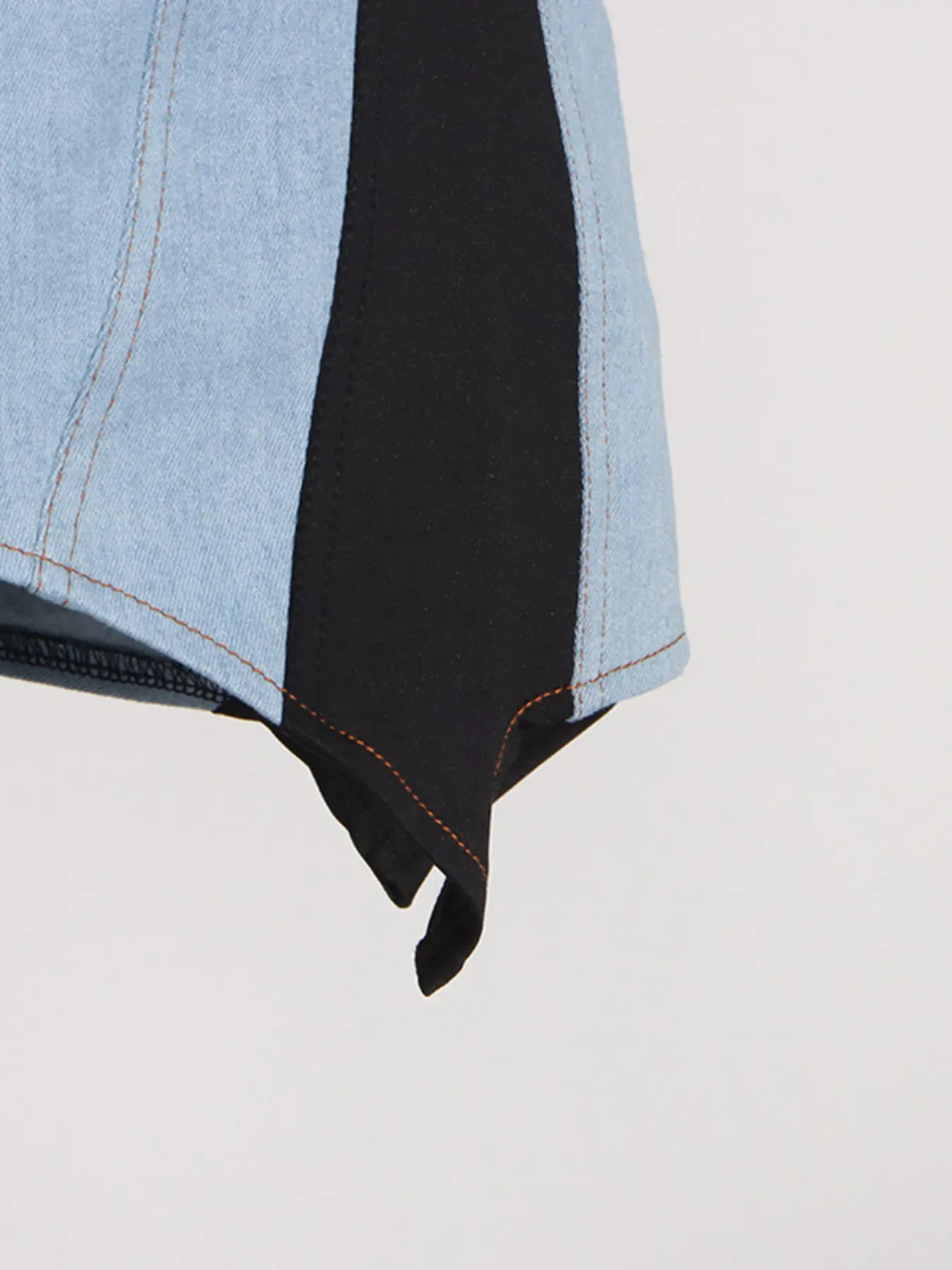 Fitted Blue Jean Contrast Adjustable Strap Denim Dress - Image 7