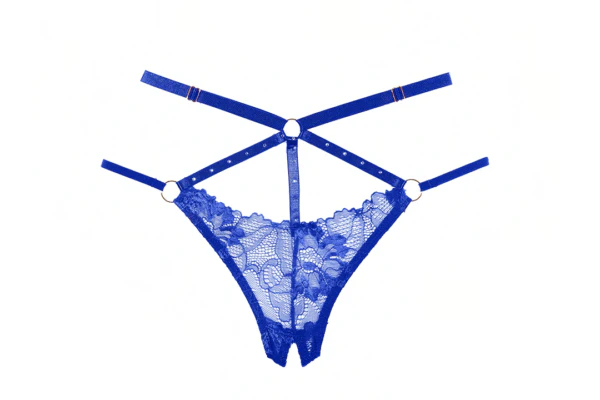 Blue Margot Bralette & Crotchless Panty Set Lingerie - Image 5