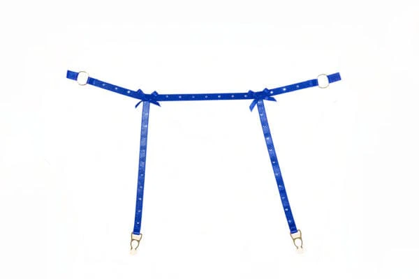 Blue Rhinestone Straps Ashley Garter & Panty Set Lingerie - Image 5