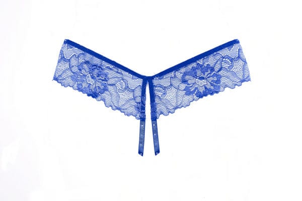 Blue Scalloped Lace w/ Rhinestone Strap Tallulah Open Panty Lingerie - Image 3