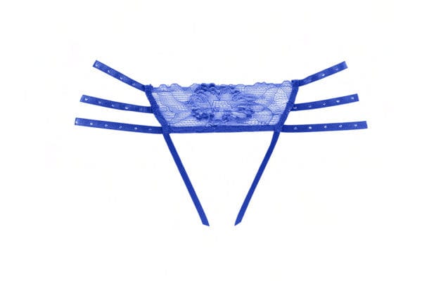 Blue Triple Rhinestone Straps Nicole Open Panty Lingerie - Image 3