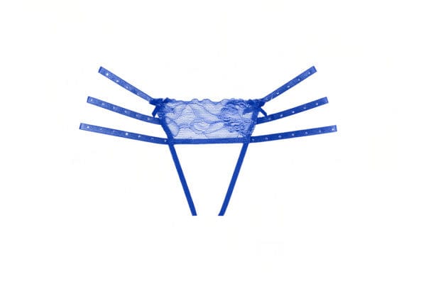 Blue Triple Rhinestone Straps Nicole Open Panty Lingerie - Image 4