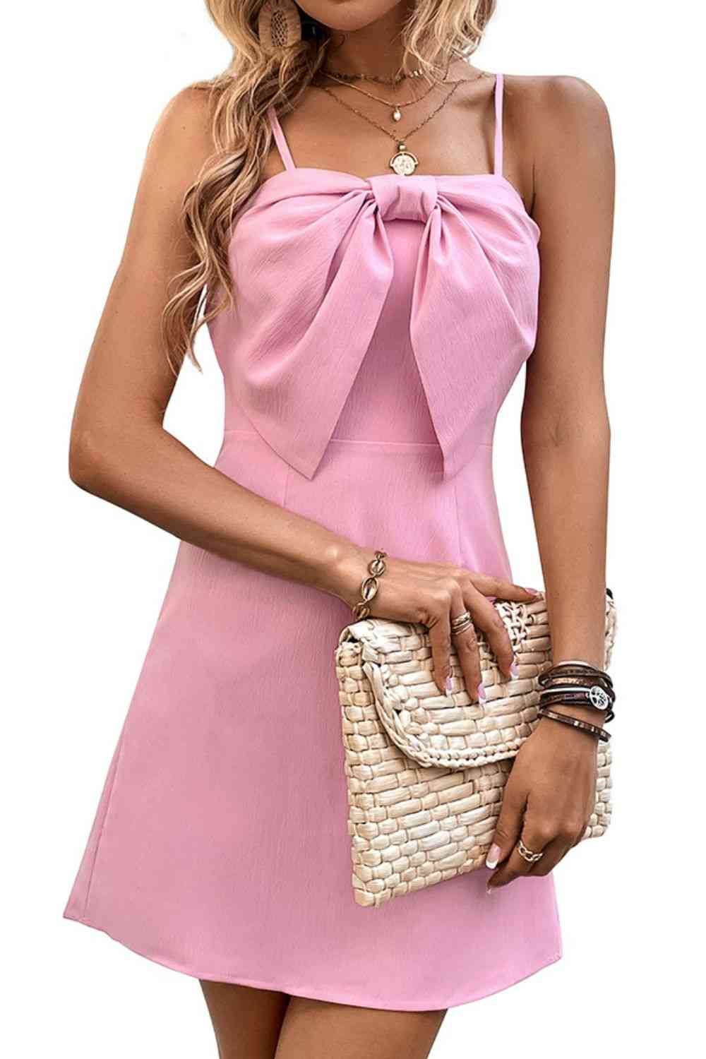 Bow Detail Spaghetti Strap Dress - Image 5