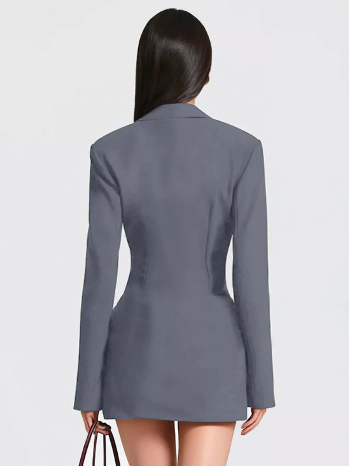 Brown Blazer-Style Long Sleeve Mini Dress (Also Plus Size) - Image 13