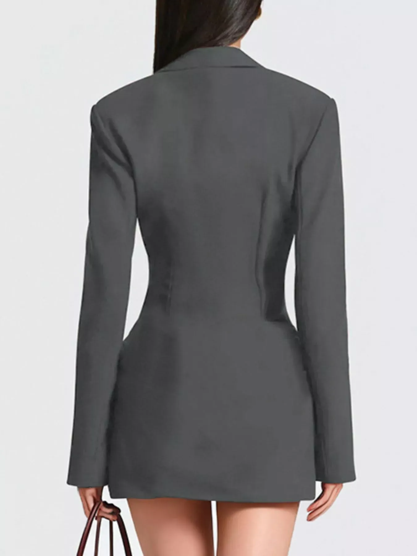 Brown Blazer-Style Long Sleeve Mini Dress (Also Plus Size) - Image 5