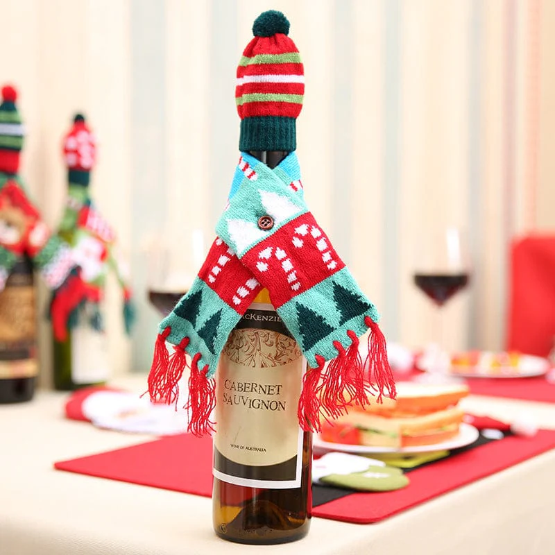 Christmas Hat and Scarf Wine Bottle Decoration - Image 4