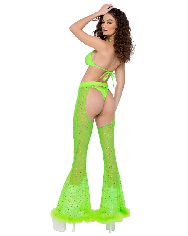 Green Vinyl Cropped Tie Top Festival Ravewear - Image 2
