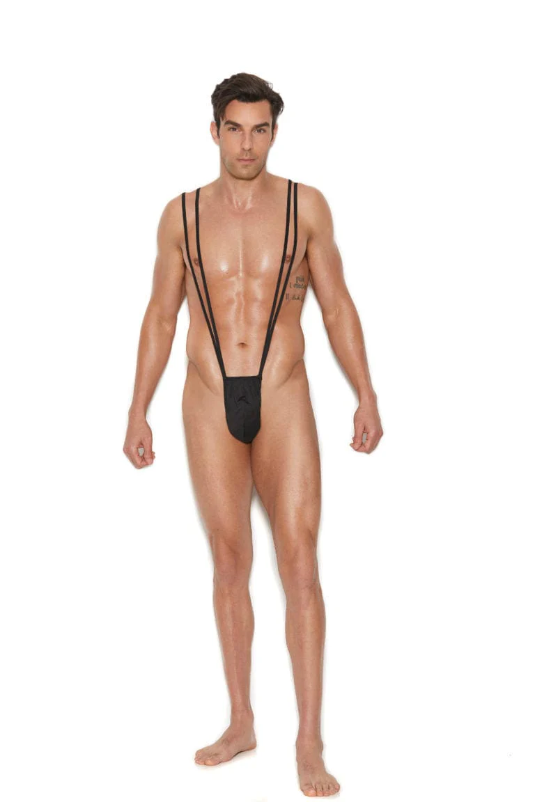 Men’s Sexy Black Suspender Pouch Brief Underwear