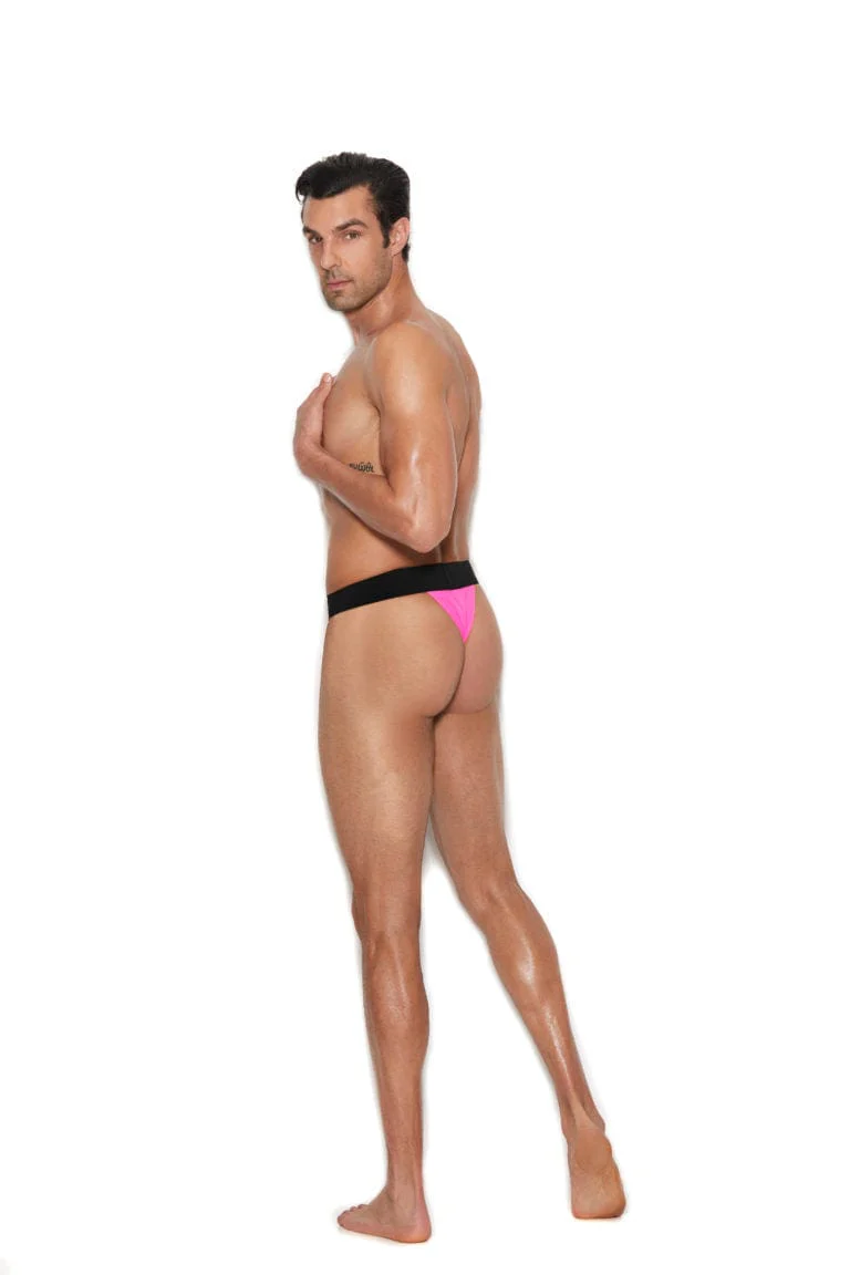 Men’s Hot Pink Elastic Band Thong Brief Underwear - Image 2