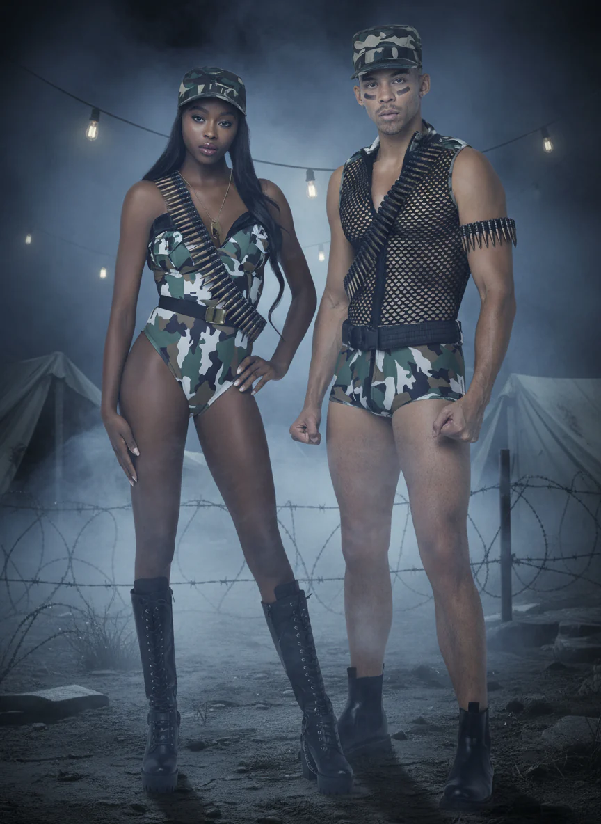 Men's 3 Pc Sergeant Stud Army Halloween Cosplay Costume - Image 3